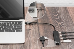 DIGITUS USB 3.0 Hub 4-Port Slim, USB-C Adapter 0,2m Kabel