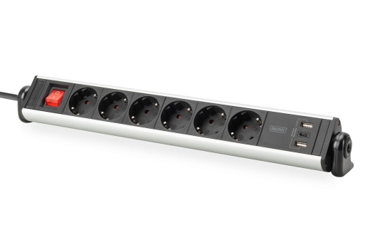 DIGITUS 6-fach Office-Steckdosenleiste mit 3xUSB-Anschlüssen
