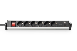 DIGITUS 6-fach Office-Steckdosenleiste mit 3xUSB-Anschlüssen
