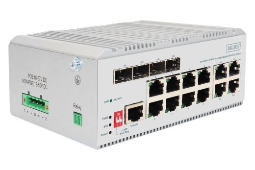 DIGITUS Switch 8 Port Gigabit L2 managed 4 SFP Uplink