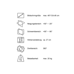 LC-Power Monitorarm für Monitore bis zu 49/124,46 cm (W)