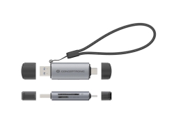 CONCEPTRONIC Kartenleser USB-A/-C3.2->TF/Micro-SD3.0 schwarz