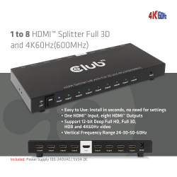 Club3D HDMI Splitter 1 Eingang -> 8 Ausgänge...