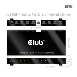 Club3D HDMI Splitter 1 Eingang -> 8 Ausgänge 4K60Hz UHD retail