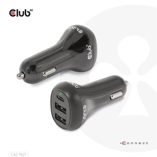 Club3D USB KFZ-Ladegerät 1xUSB C, 2xUSB A, 36W, 12/24V retail