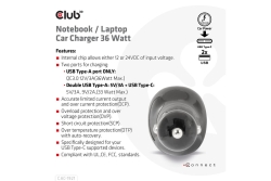 Club3D USB KFZ-Ladegerät 1xUSB C, 2xUSB A, 36W, 12/24V retail
