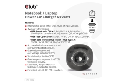 Club3D USB KFZ-Ladegerät 1xUSB C, 1xUSB A, 63W, 12/24V retail