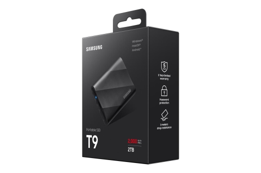 SSD 2TB Samsung Portable SSD T9 USB3.2 Gen.2x2 black retail
