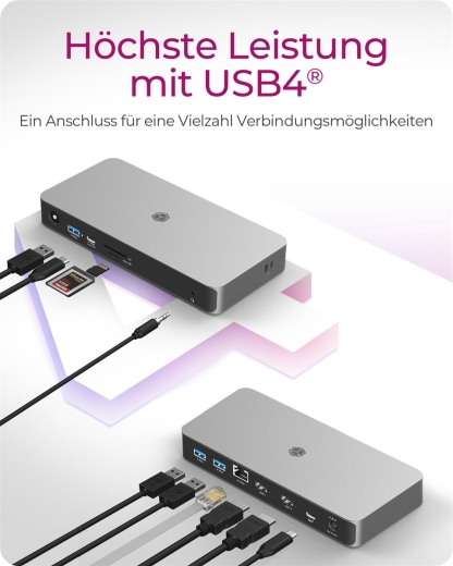 Dockingstation IcyBox USB Type-C mit zweifacher Videoausgabe retail