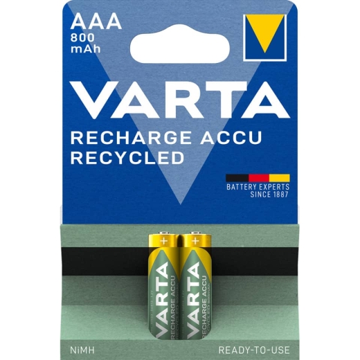 Batterie Akku Recycled, HR03/AAA/Micro, NiMH 800 mAh, 2 Stück