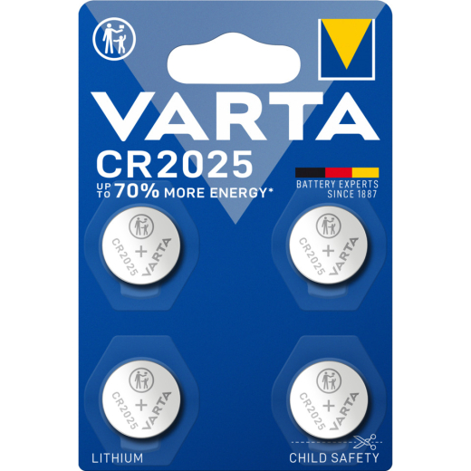 Knopfzellen-Batterie Lithium CR2025, 4 Stück