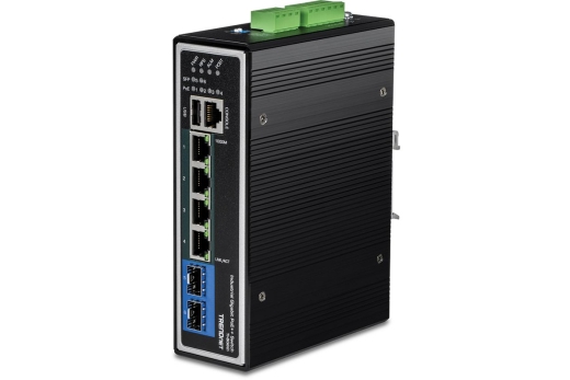 TRENDnet Switch 6-port Industrial Gbit L2 Managed PoE++ DIN