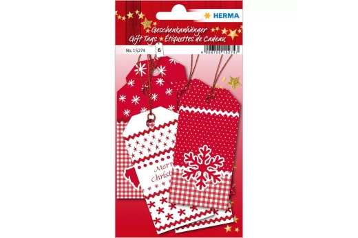 HERMA Weihnachtsgeschenkanhänger White Christmas 6 Stück