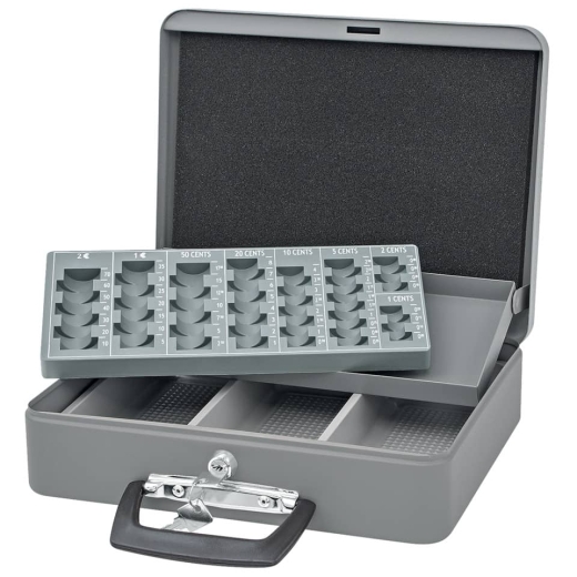 Geldzählkassette Standard - 355 x 275 x 100 mm, lichtgrau/schwarz
