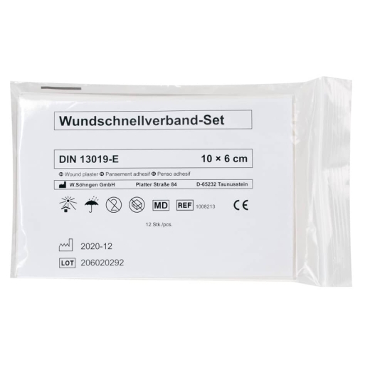 Pflaster-Schnellverband-Set - DIN 13019-E, 10 x 6 cm, 12 Stück