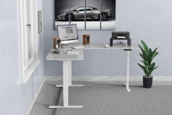DIGITUS Schreibtischgestell elektr. L-Form weiß Max.120