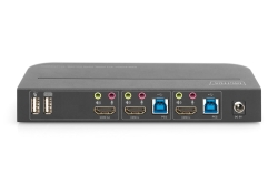 DIGITUS KVM-Switch, 2-Port, HDMI 4K, Metallgehäuse