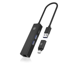Adapter IcyBox USB3.2 Gen1 Hub & Gigabit LAN 4-in-1 retail