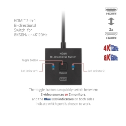 Club3D HDMI Switch 2-in-1 bidirektional 8K60Hz/4K120Hz UHD retail