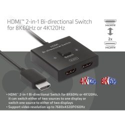 Club3D HDMI Switch 2-in-1 bidirektional 8K60Hz/4K120Hz UHD retail