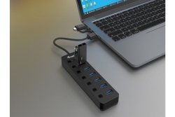 Equip 7-Port USB-A3.2-Hub->7xUSB-A 3.2 +USB-C Adapter 5Gbps