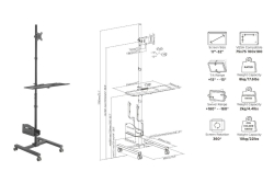 Equip Bodenstandhalter 17-32/1TFT 8kg Mob.Workstat. sw lite Retail
