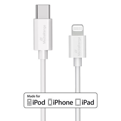 MediaRange Lade- u. Datenkabel USB-C auf Lightning 1m weiß