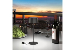 RealPower LED-Solar Tischlampe dimmbar mit Akku,schwarz
