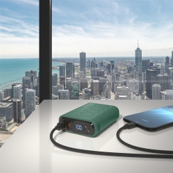 Powerbank RealPower PB-10000C PD+ 3x Type-C,Dunkelgrün
