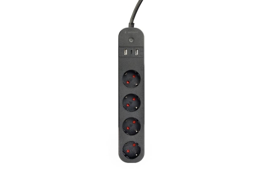 gembird Smart Home Steckdosenleiste 4Fach, m.USB-Charge schw