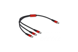 DELOCK Ladekabel 3 in 1 USB-C zu 3 x USB-C 30cm schwarz/rot