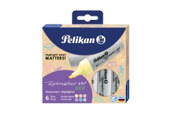 Pelikan Textmarker 490 eco Set aus 6 Pastell-Farben im Etui