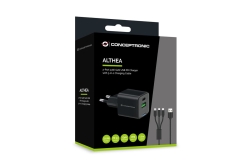 CONCEPTRONIC Ladegerät 2Port GaN 3-in-1 33WPD3.0/PPS sw