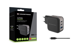 CONCEPTRONIC Ladegerät 3Port GaN 2xUSB-C/1xA 67WPD3.0/PPS sw