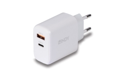 LINDY USB Ladegerät Typ A+C GaN Charger 65W, weiß