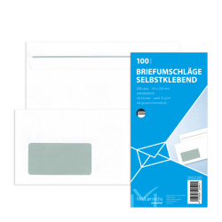 Briefumschläge DIN lang (220x110 mm), mit Fenster,...