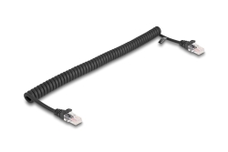 DELOCK RJ45 Spiralkabel Stecker zu Stecker Cat.5e 1m Schwarz