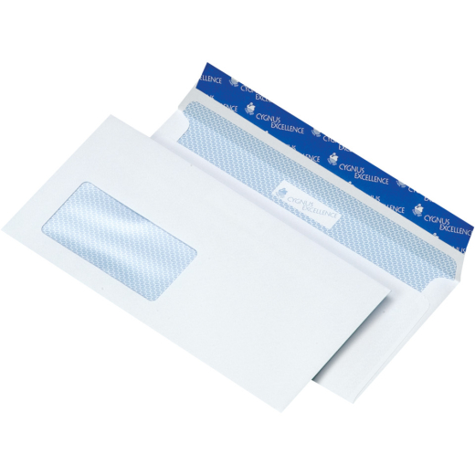 Briefumschlag DL, haftkebend, weiß, Offset 100g, 500 Stück mit Fenster