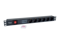 Equip 19 Steckdosenleiste 6xSchuko+Switch->St.90°ÜSS NF Alu