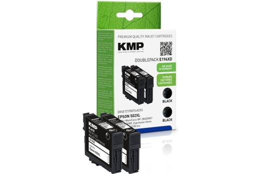 KMP Patrone Epson Pro WF-2865DWF ers. 502XL T02W14 2 x black remanufactured