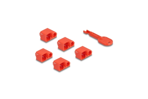 DELOCK RJ45 Port Blocker Set für RJ45 Stecker 10 Stück rot