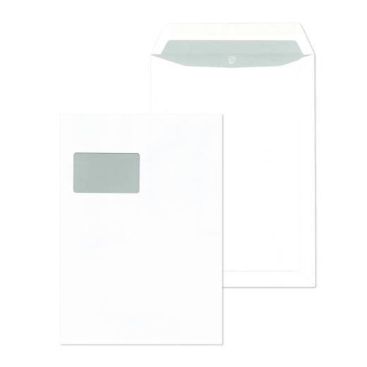 Versandtaschen C4 , mit Fenster, gummiert, 100 g/qm, weiß, 250 Stück