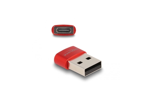DELOCK USB2.0 Adapter USB Typ-A Stecker zu USB Type-C Bu rot