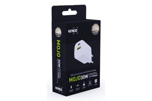 Verico Ladegerät MOJO GaN 30W PD, 2-Port (USB-A & USB-C) WH retail