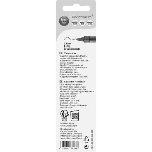 Mitsubishi Tintenroller uni UB EYE fine blau BK