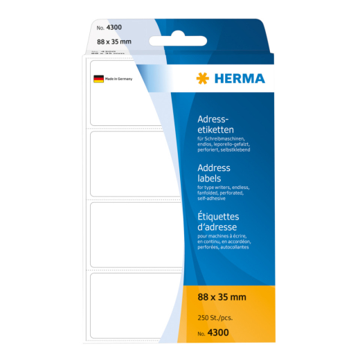 4300 Adress-Etiketten - 88 x 35 mm, selbstklebend, 250 Stück