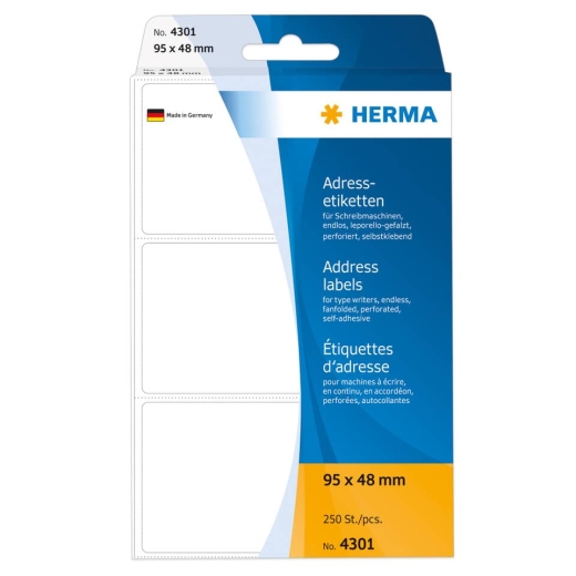 4301 Adress-Etiketten - 95 x 48 mm, selbstklebend, 250 Stück