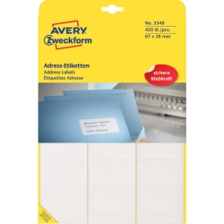 3348 Adress-Etiketten - 67 x 38 mm, selbstklebend, 420...