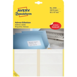 3350 Adress-Etiketten - 95 x 47 mm, selbstklebend, 240...