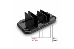 LINDY 10-Port USB-Ladestation 120W, 2xUSB-C 5V3A/8xUSB 2,4A